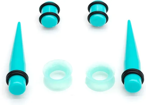 Vista 2 de CABBE KALLO Juego de 50 dilatadores de oreja de silicona, dilatadores y tapones acrílicos 14G-00G, juego de expansores de ojal para mujeres