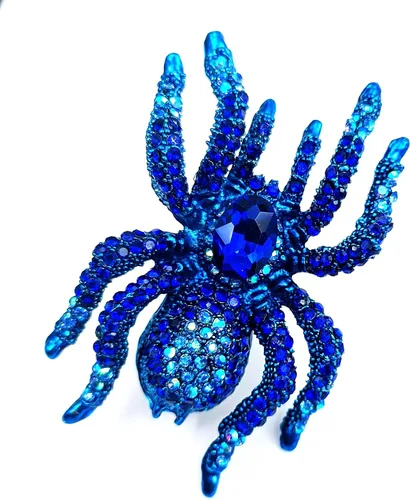 Vista 2 de CYPINA Joyería de regalo con diseño de araña de cristal azul realista, diseño de escarabajo, diseño de araña, regalo, 2.75''X3.35'', Vidrio, cristal