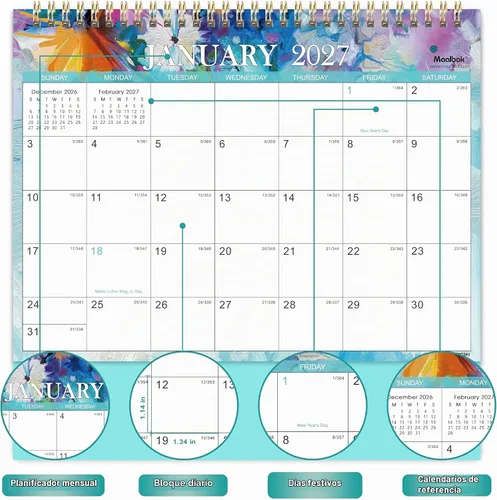 Vista 3 de Calendario de escritorio 2027 - Calendario de escritorio con tapa de pie
