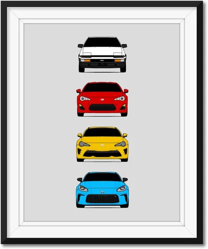 Vista 28 de Custom Car Posters Póster hecho a mano compatible con Toyota Tacoma Generations e impresión de Toyota Tacoma TRD Pro SR5 – Multi, impresión satinada