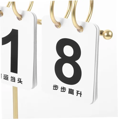 Vista 9 de Calendario de escritorio moderno y simple calendario perpetuo, decoración para oficina, hogar, oro blanco, 1 unidad