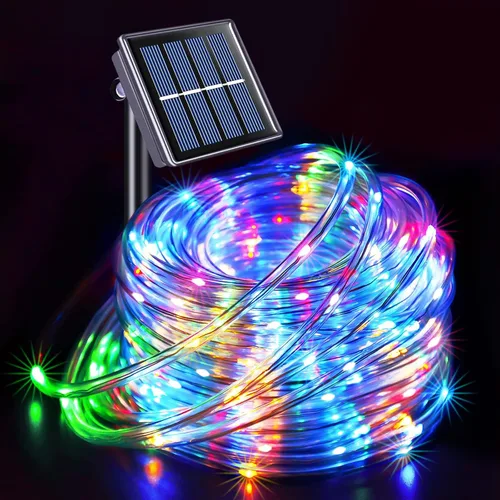 Vista 29 de JMEXSUSS 2 * 200 luces LED rosas solares tipo cuerda, 66 pies IP65 impermeables, luces solares de cadena para exteriores, 8 modos de luces navideñas
