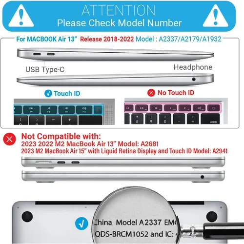 Vista 2 de IBENZER Carcasa rígida para MacBook Air de 13 pulgadas, 2020, 2019, 2018, nueva versión A2179, A1932, carcasa rígida para Apple Mac Air 13 Retina