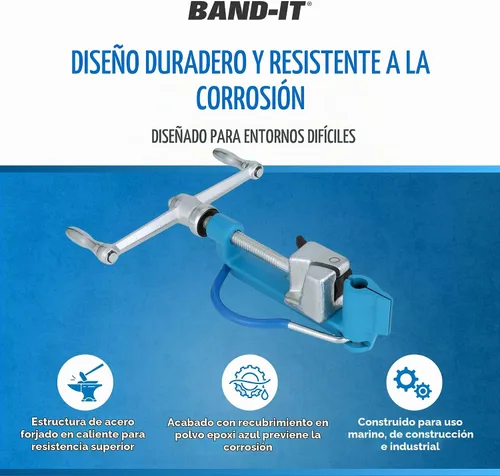 Vista 5 de Herramienta de bandas BAND-IT C00169 Tensor de flejado galvanizado y de acero inoxidable con cortador incorporado para aplicaciones industriales