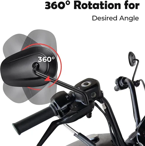 Vista 2 de Espejos retrovisores negros de lágrima de 0.315 pulgadas para Harley Davidson Sportster XL883 1200 1982-2025, Road King Road Glide Street Glide Tri