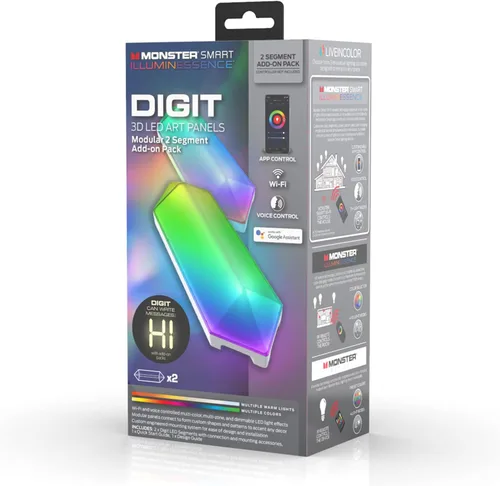 Vista 3 de Monster MLB71039RGB dígito Add-On Pack0150; Paneles de arte LED 3D modulares inteligentes, multicolor