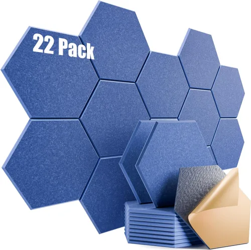Vista 129 de Paquete de 12 paneles acústicos autoadhesivos de 12 x 10 x 0.4 pulgadas, paneles de espuma a prueba de sonido con alta densidad, elegante diseño