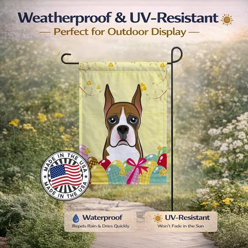 Vista 338 de Caroline's Treasures BB1923GF Bandera decorativa para jardín con diseño de Border Collie, para caza de huevos de Pascua, para jardín, jardín, patio