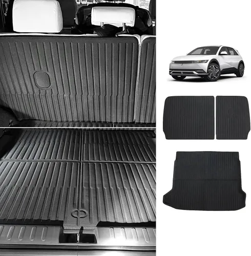 Vista 10 de BestEvMod Alfombrillas para Ioniq5 para todo tipo de clima, XPE, antialtas temperaturas, sin olor, primera y segunda fila, compatibles con Hyundai