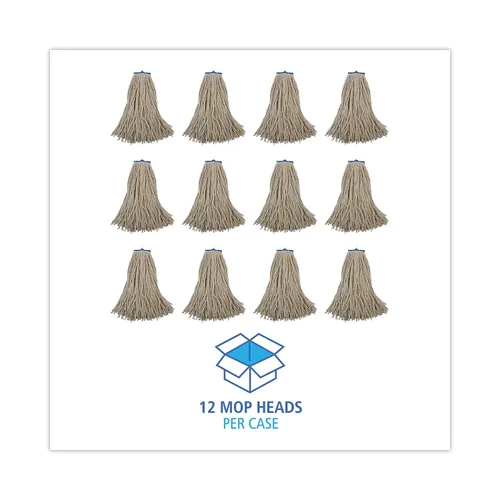 Vista 8 de Boardwalk BWK724CCT Cabeza de trapeador húmedo de algodón plano de corte de 24 oz. - Blanco (12/caja)