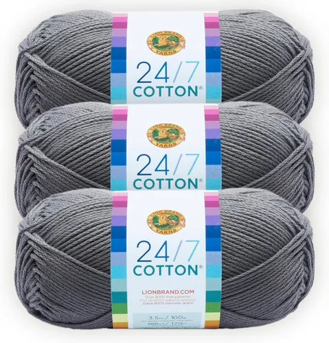 Vista 26 de Lion Brand Yarn - Hilo ligero 24/7 de algodón para tejer, hacer ganchillo y manualidades, Ámbar, paquete de 1 Light Worsted 100% Mercerized Cotton