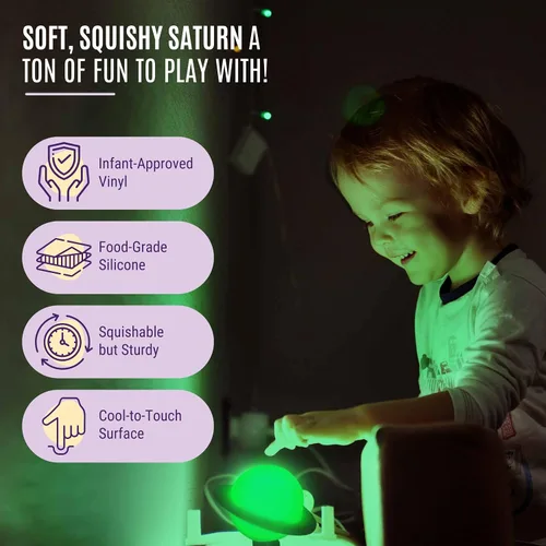 Vista 3 de Saturn - Lámpara de noche con clip para habitación de niños, luz LED regulable con clip con cabeza desmontable, luz nocturna para recién nacidos