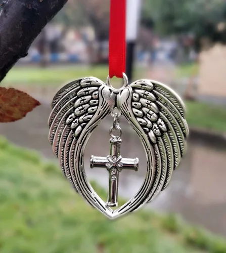 Vista 6 de JUPPE Regalos conmemorativos, regalos de condolencias por la pérdida de un padre amado, madre, alas de ángel, adorno de Navidad, decoración de un Un