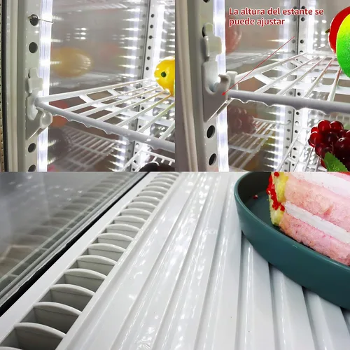 Vista 7 de INTSUPERMAI Vitrina refrigerada de vidrio comercial de la torta con iluminación LED interior de la torta de la bebida del refrigerador escaparate