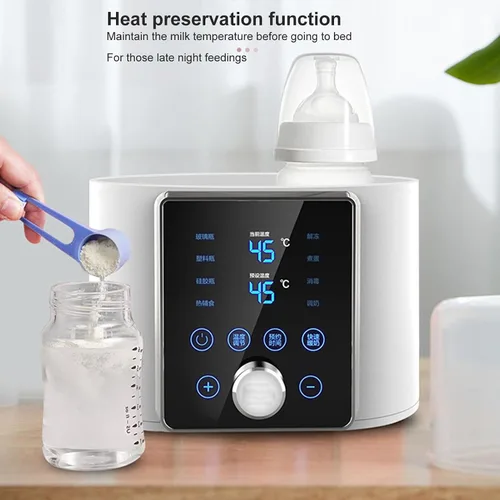 Vista 4 de Esterilizador calentador de biberones 2 en 1 para 2 biberones, 100 V temperatura constante preservación del calor calentador rápido de biberones