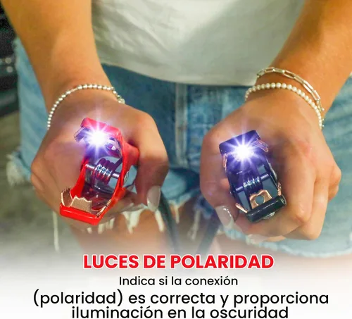 Vista 2 de Safe Start Cable de puente Cables de puente resistentes para camiones, SUV Arrancador de auto rescate Conexión rápida, luces integradas