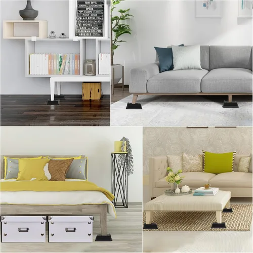 Vista 5 de MYMULIKE Elevadores de Cama Resistentes, Elevadores de Muebles de Gran Tamaño, Soporta Hasta 6000 Libras, Eleva 1 Pulgada para Sillón, Sofá, Mesa