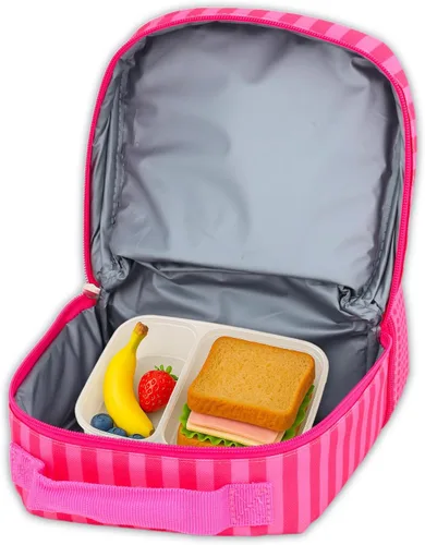 Vista 5 de Hello Kitty - Lonchera para niñas con bolsa de almuerzo aislada y más Pegatinas suaves de doble compartimento Sanrio Lunchbox Plus, más