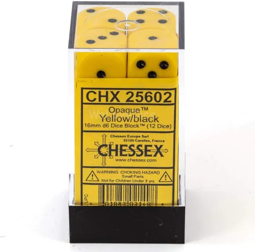 Vista 2 de DND - Juego de dados Chessex D&D de 0.630 in, juego de dados poliédricos de plástico opaco amarillo y negro, para dados de mazmorras y dragones