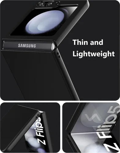 Vista 4 de Cresee Funda para Samsung Galaxy Z Flip 5 (2023) con protector de pantalla de cubierta, funda delgada para teléfono de PC dura para Galaxy Z Flip5