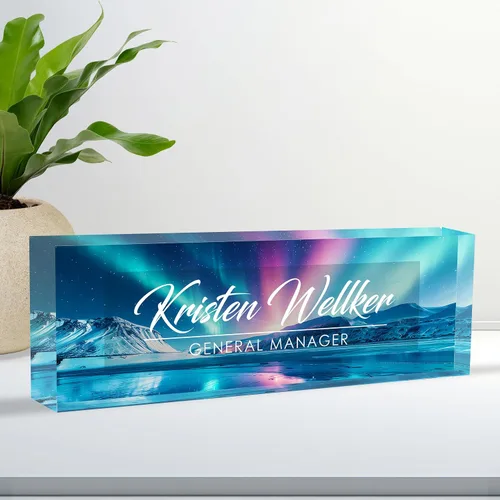 Vista 10 de Placa de identificación acrílica personalizada para escritorio, personalizar decoración de oficina B-Glass
