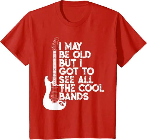 Vista 52 de Camiseta con texto en inglés "I May Be Old But I Got to See All The Cool Bands" Negro