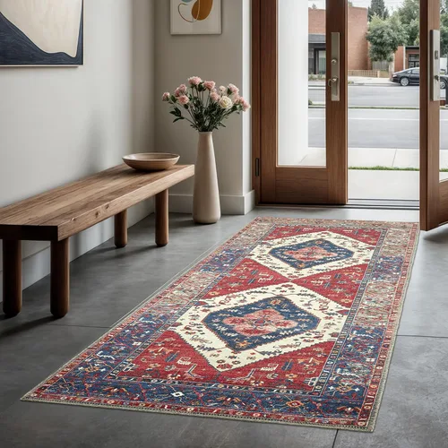 Vista 117 de GLN Rugs Bohemian - Troy - Alfombra de felpilla lavable a máquina, bohemio, lavable, antideslizante, alfombra de área de felpilla de pelo bajo
