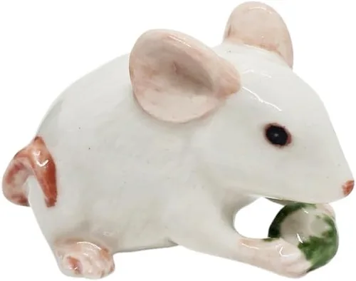 Vista 11 de WitnyStore Pequeña figura de ratón negro de 1¾ pulgadas de largo, hecha a mano, hecha a mano, de cerámica, rata, roedor, animales, porcelana