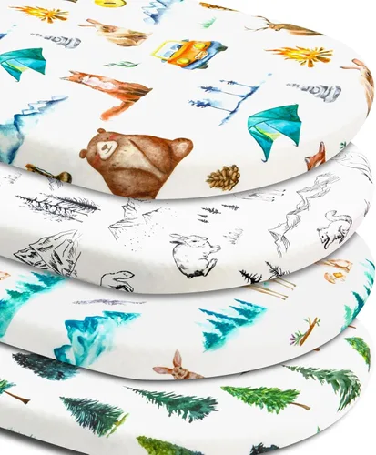 Vista 12 de Juego de 4 sábanas para moisés de madera neutra, unisex, para moisés estándar para bebés, niños o niñas