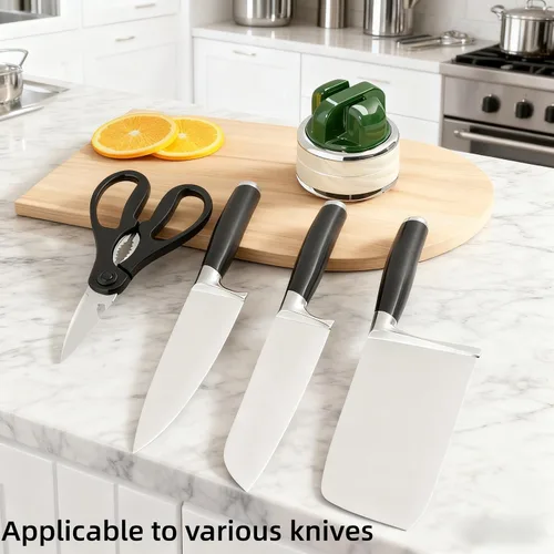 Vista 4 de Afilador de cuchillos de cocina con base de succión para manos libres, afiladores de cuchillos de bolsillo compactos, herramienta profesional todo