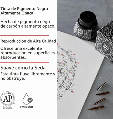 Vista 2 de Speedball Tinta Super Black India, 2 onzas