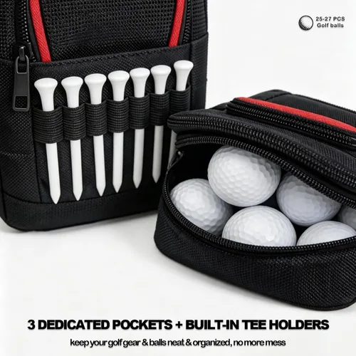 Vista 3 de Bolsa organizadora de accesorios de golf, bolsa portátil de objetos de valor de golf, bolsa de almacenamiento con múltiples bolsillos