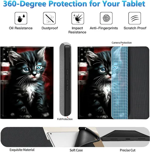 Vista 3 de Funda de teclado para Samsung Galaxy Tab S6 Lite 2022/2020, Galaxy Tab S6 Lite SM-P610/P613/P615/P619 con teclado Bluetooth inalámbrico desmontable