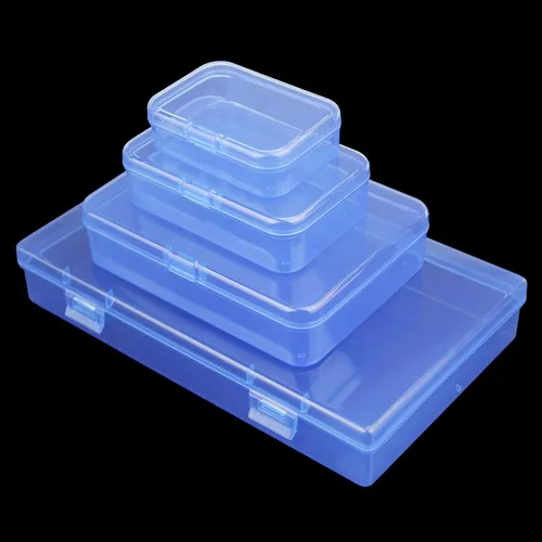 Vista 8 de Caja de almacenamiento rectangular de plástico de 36 piezas, tamaño mixto, color azul