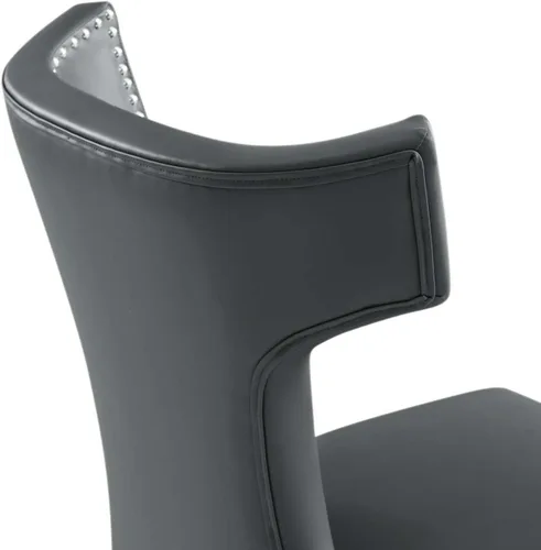 Vista 8 de Modway Silla de comedor de cuero vegano Curve en gris