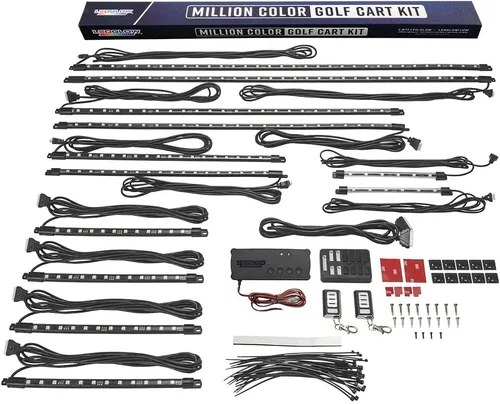 Vista 9 de LEDGlow Kit eléctrico de 12 piezas LED de millones de colores de 12 V-72 V para carrito de golf de 4 plazas, toldo para pozo de rueda y luces
