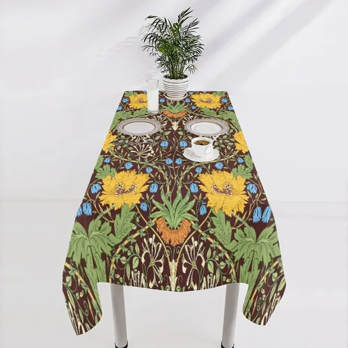 Vista 160 de Mantel Floral Retro de Pájaros, Diseño Original Bohemio William Morris Estampado Cubierta de Mesa para Hogar Picnic Fiesta Comedor Cocina William
