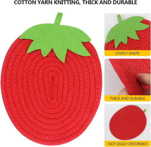 Vista 4 de 2 manteles individuales resistentes al calor con forma de madera de hilo de algodón para cocina, salvamanteles de tela resistente a la cocina