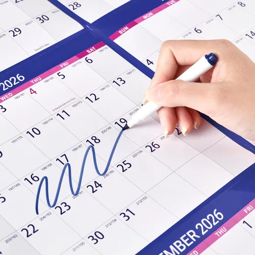 Vista 9 de Calendario anual de pared 2026, calendario de borrado en seco 2026, enero 2026 a diciembre de 2026, 34.8 x 22.9 pulgadas, calendario de pared 2026