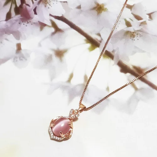 Vista 9 de Collar con colgante de cuarzo rosa, cadena de lágrima de cristal rosa, piedras preciosas naturales curativas chakras, ópalo joyería para mujeres