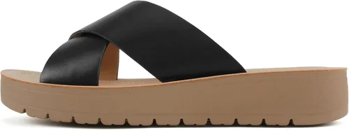 Vista 16 de Soda LUCY ~ Sandalias de plataforma plana con tiras cruzadas y puntera abierta para mujer, estilo deslizante de moda Todo negro