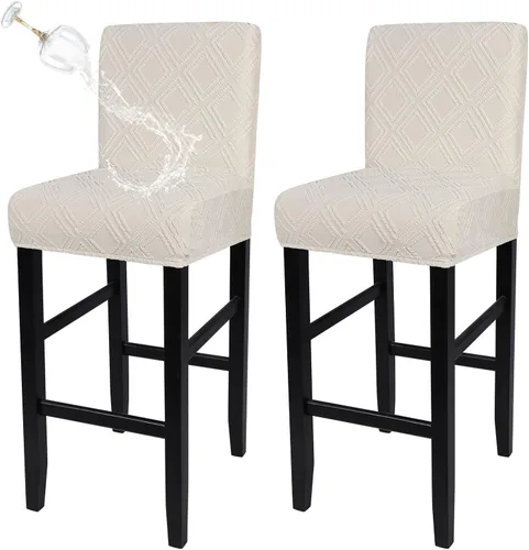 Vista 30 de SearchI Juego de 2 fundas para taburetes de bar, fundas de asiento de taburete elásticas y lavables, fundas para sillas de altura de mostrador