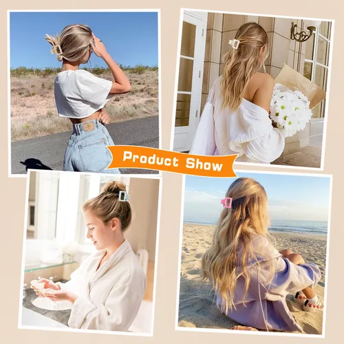 Vista 5 de Pinzas para el cabello pequeñas, 10 unidades, pinzas de garra de 1.6 pulgadas para cabello fino, pinzas de pelo antideslizantes mate lindas pinzas