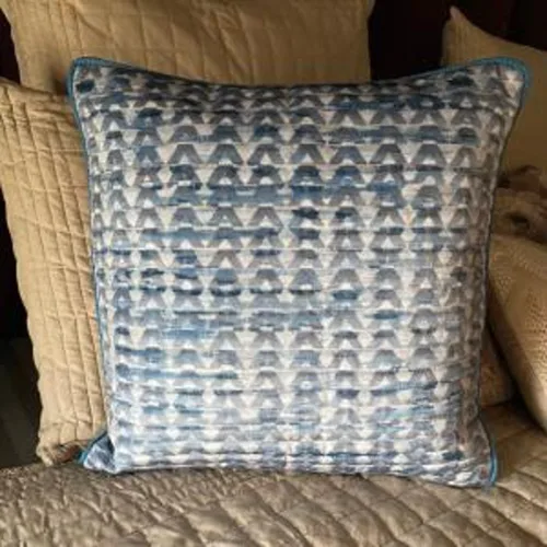 Vista 58 de The HomeCentric Funda de almohada con cremallera, funda de cojín azul de 12 x 12 pulgadas, funda de cojín de algodón bordado para sofá, diseño