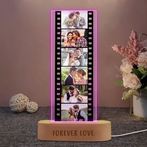 Vista 4 de Tira de fotos personalizada con marco de fotos de 1 a 6 imágenes, marco de fotos personalizado, adornos de cámara de memoria acrílica, rollo