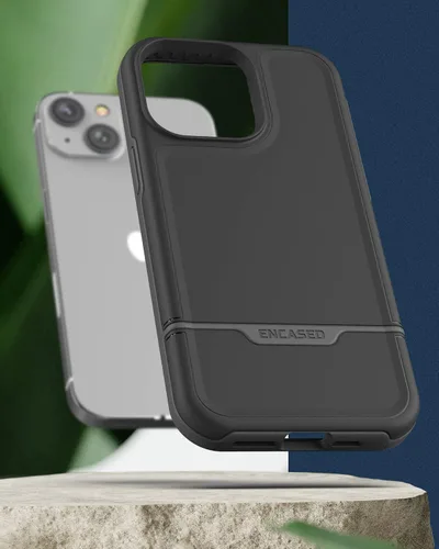 Vista 9 de ENCASED Funda a prueba de golpes compatible con iPhone 14, funda ultra protectora resistente para teléfono, serie Rebel (negro)