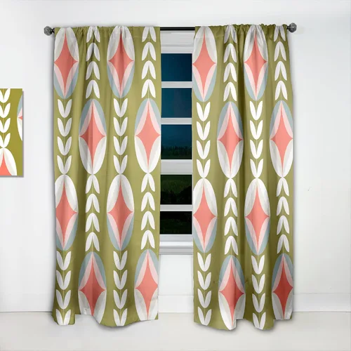 Vista 5 de DesignQ Cortinas 'Retro Botanical Pattern I' - Cortinas para dormitorio, cortinas para sala de estar, cortinas con aislamiento térmico, panel