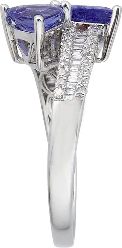Vista 3 de Gin & Grace Anillo de tanzanita natural azul de oro blanco de 10 quilates (I1, I2) (talla 7) para mujer, Metal Metal Piedra preciosa Piedra