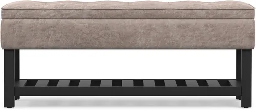 Vista 7 de SIMPLIHOME Cosmopolitan - Otomana de cuero vegano de 44 pulgadas de ancho Gris pardo envejecido