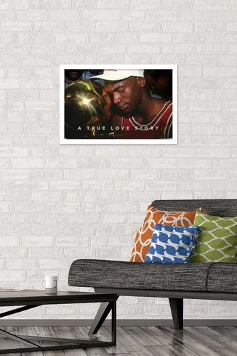 Vista 26 de Michael Jordan - Póster de pared A True Love Story, 22.4 pulgadas de largo x 14.7 pulgadas de ancho, versión enmarcada de madera de granero